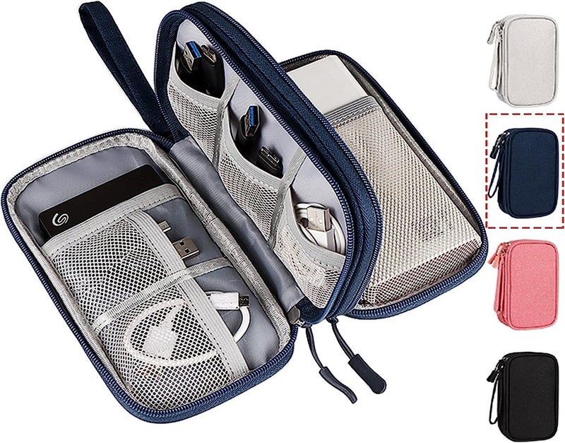 CAOODKDK Electronic Organizer Travel Cable Accessories Bag, Electronic Organizer Case, Electronic Accessories Organizer Bag for Power Bank, Charging Cords, USB Cable, Earphones (Navy Blue) - Image 2